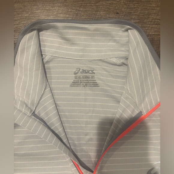 Asics Gray and White Striped Quarter Zip - Picture 3 of 3